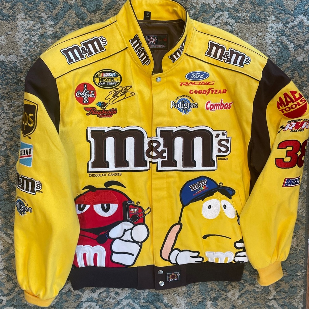 Vintage jeff hamilton nascar jacket yellow xl
